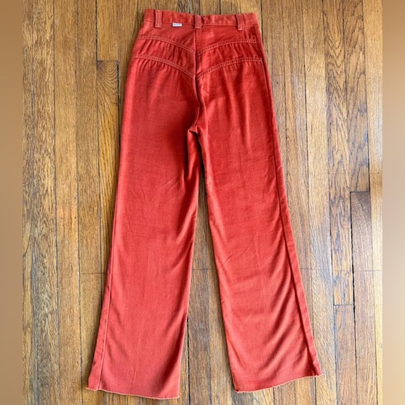Vintage DITTOS pants jeans high rise 1970's orange twill double yoke Size XS - Picture 2 of 8